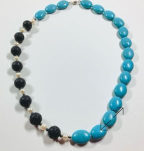 turkoois, lavasteen, parels, ketting, necklace, hand geknoopt, zilver, Danarts