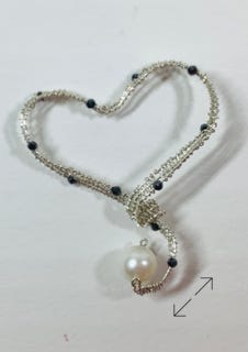 harthanger van 925 zilverdraad, spinel 2 mm, 1 zoutwater parel, Danarts