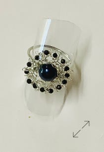 925 zilverdraad, gehaakt, zwarte parel, zwarte spinel, Danarts