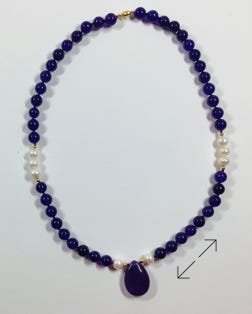 8mm amethyst, zoutwater parels, GF kralen en slotje, handgeknoopt, Danarts, ketting, necklace