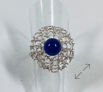 ring, zilver, gehaakt, saffier, Danarts