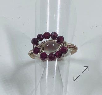 925 zilver, ring, omwikkeld, maansteen, granaat, Danarts