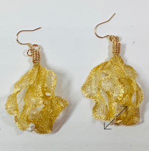 oorbellen, earrings, GF, titanium mesh wire, Danarts, kleine shell parels