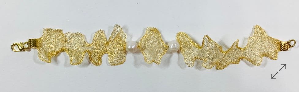 armband, bracelet, titaan wire mesh, goudkleurig, goudkleurig slotje, Amazoniet, Danarts