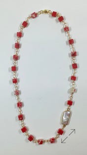 imperial jasper, zoetwater parels, verguld koperdraad kralen en slotje, Danarts