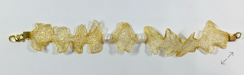 armband, bracelet, titaan wire mesh, goudkleurig, goudkleurig slotje, Amazoniet, Danarts