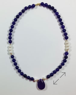 8mm amethyst, zoutwater parels, GF kralen en slotje, handgeknoopt, Danarts, ketting, necklace