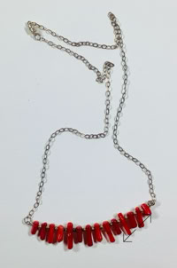 925 zilveren ketting, zilveren stangetje, bloedkoraal, Danarts