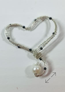harthanger van 925 zilverdraad, spinel 2 mm, 1 zoutwater parel, Danarts