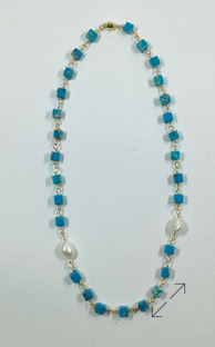 imperial jasper, zoetwater parels, verguld koperdraad kralen en slotje, Danarts