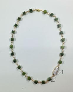imperial jasper, zoetwater parels, verguld koperdraad kralen en slotje, Danarts
