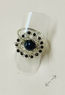 925 zilverdraad, gehaakt, zwarte parel, zwarte spinel, Danarts